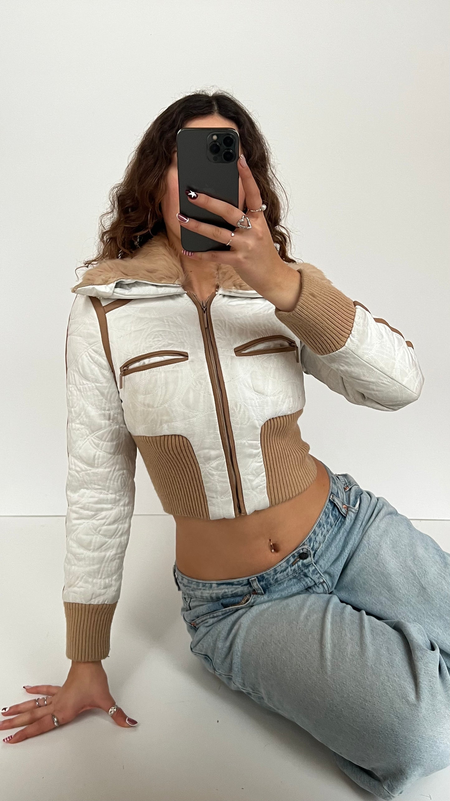 00s white Bebe puffer jacket- size S