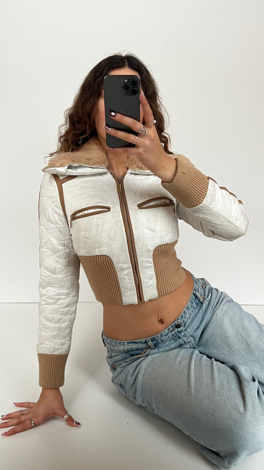 00s white Bebe puffer jacket- size S