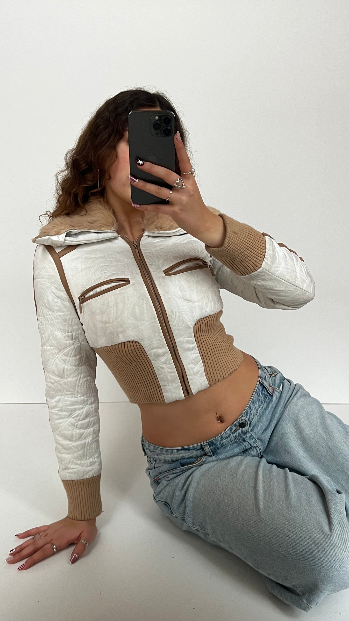 00s white Bebe puffer jacket- size S