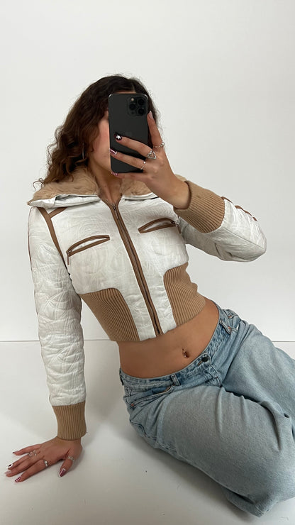 00s white Bebe puffer jacket- size S