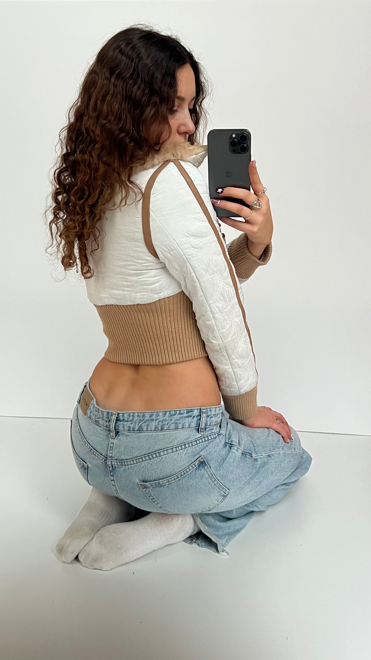 00s white Bebe puffer jacket- size S