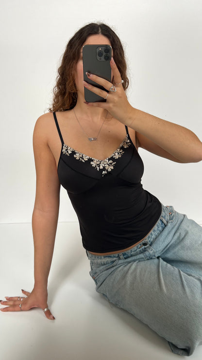 00s black lace cami- size S