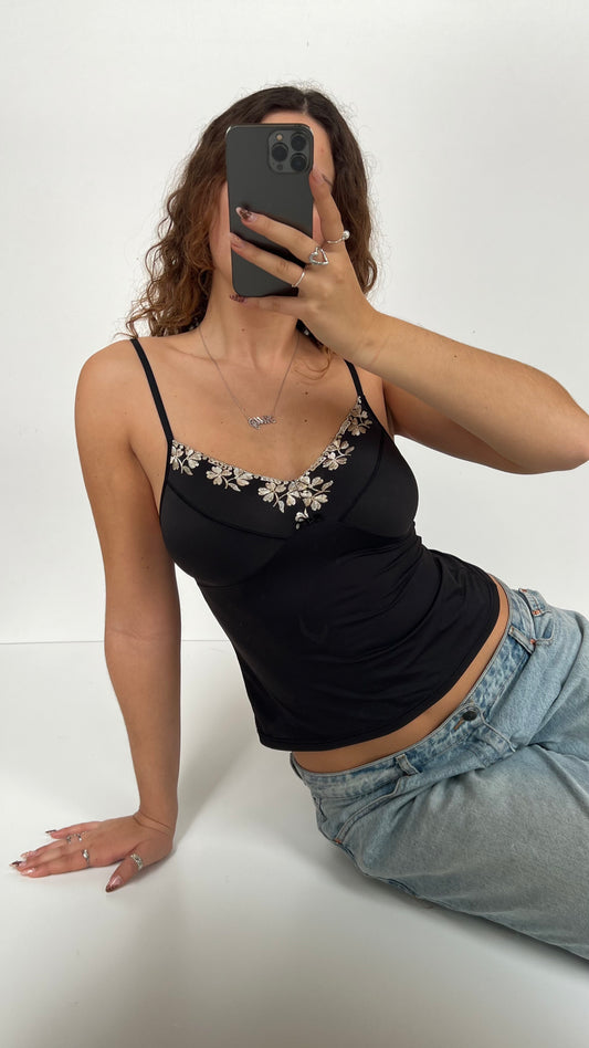 00s black lace cami- size S