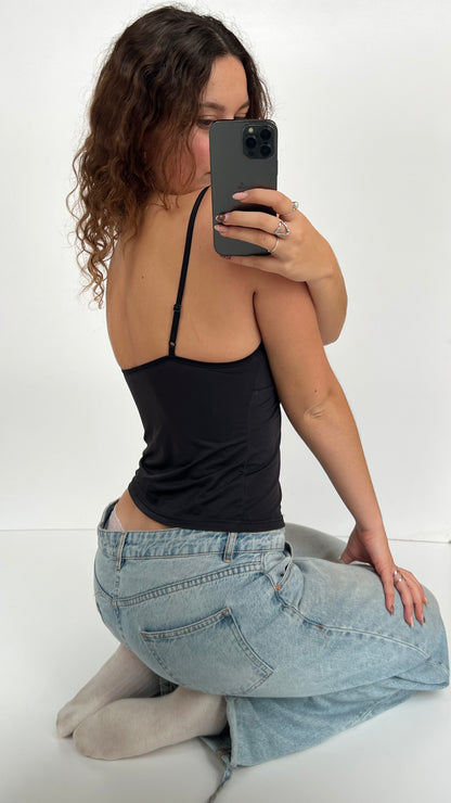 00s black lace cami- size S