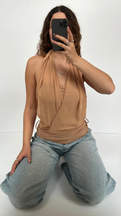00s brown halter mesh cami- size M