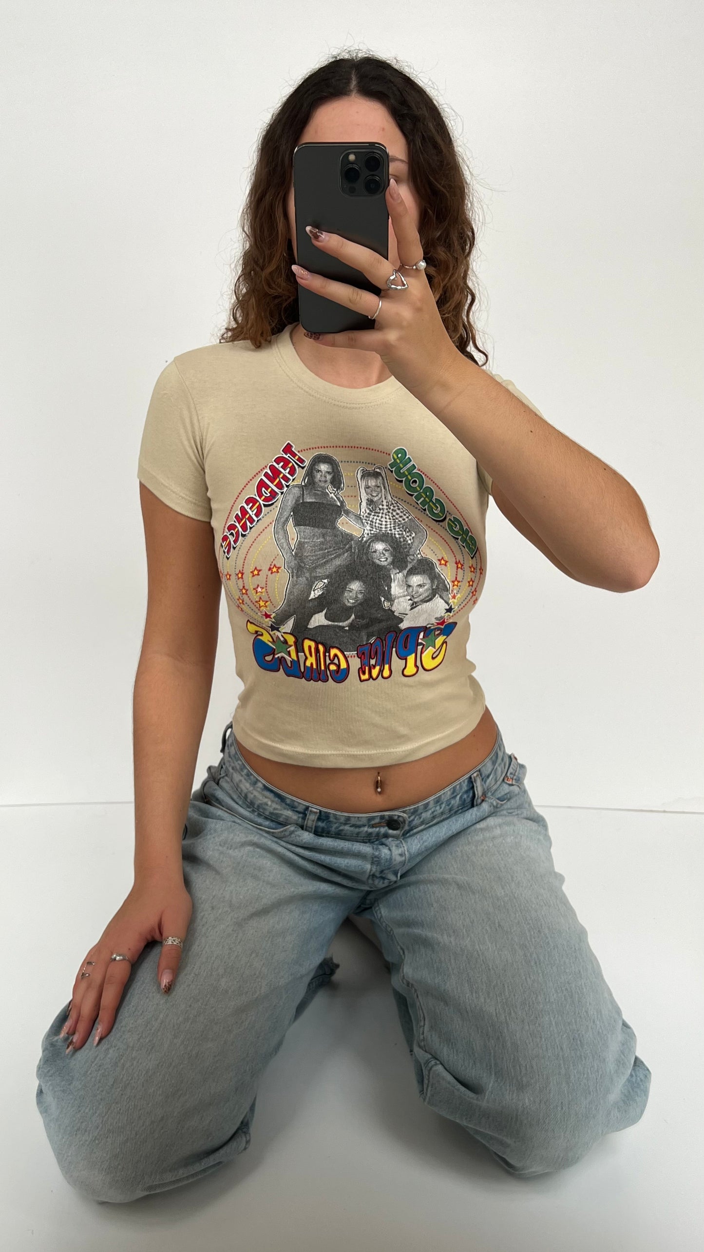 00s beige Spice Girls baby tee- size S
