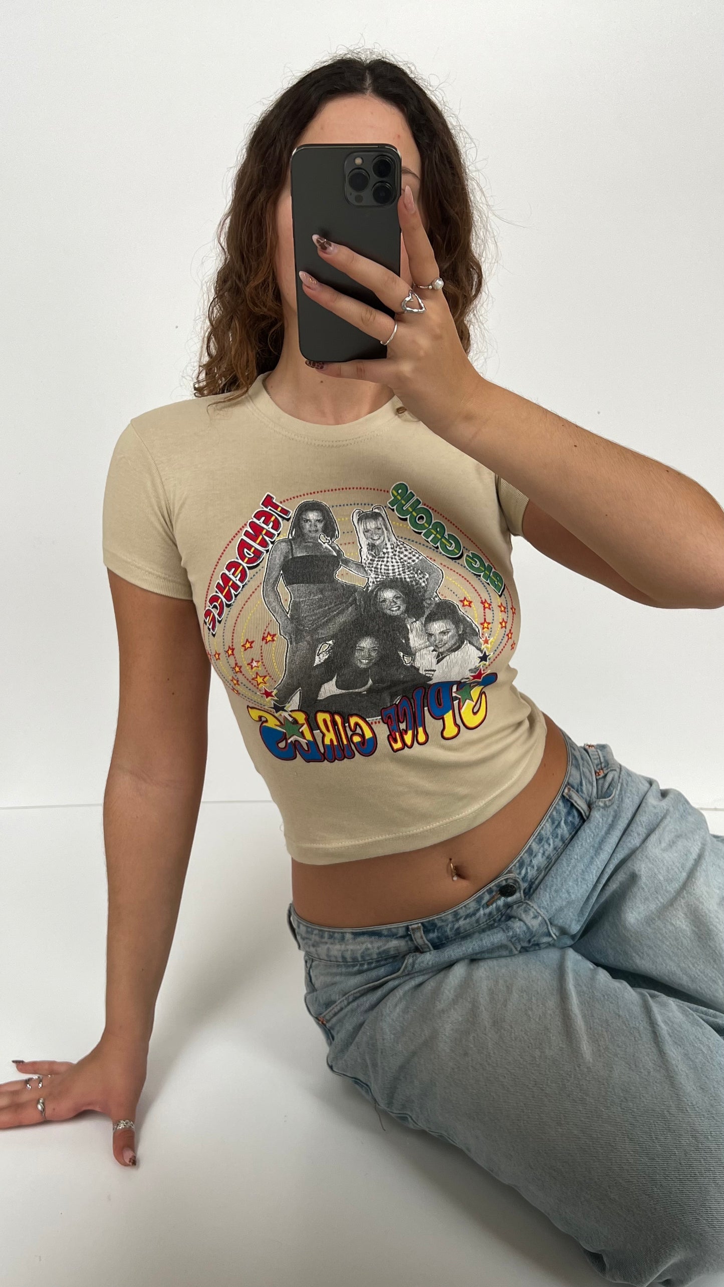 00s beige Spice Girls baby tee- size S