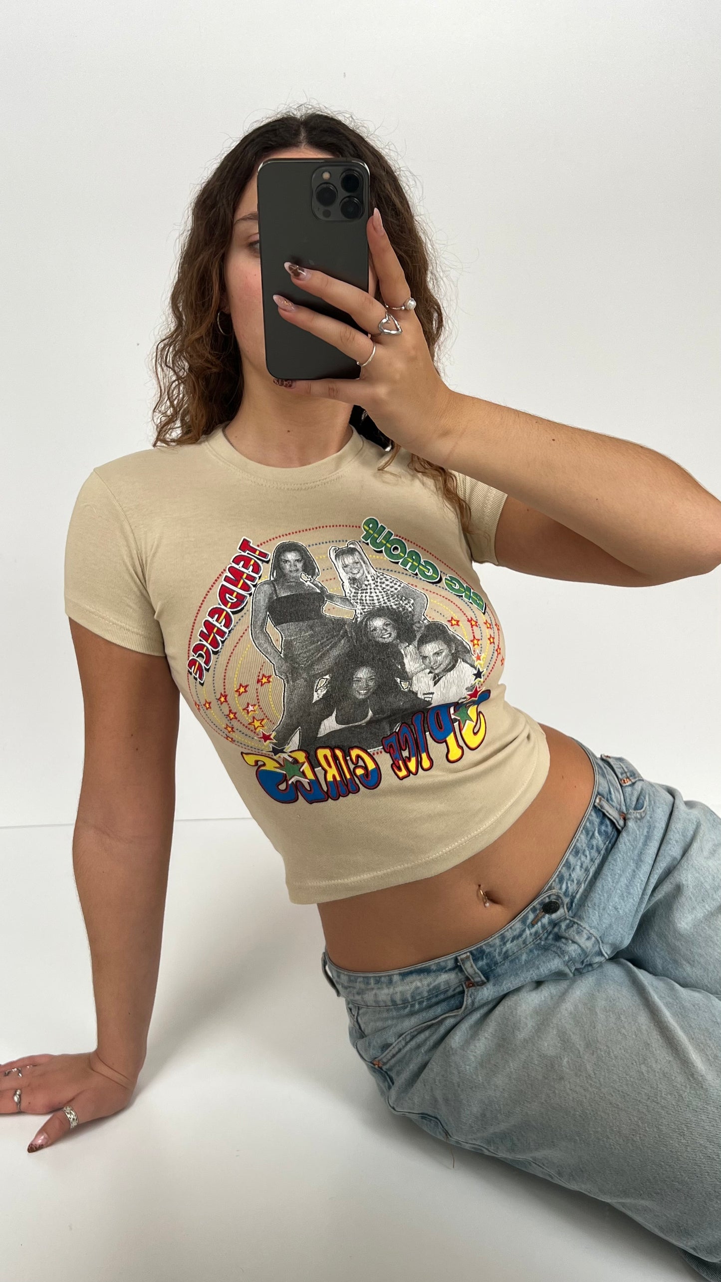 00s beige Spice Girls baby tee- size S