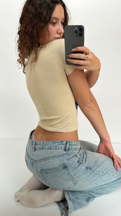 00s beige Spice Girls baby tee- size S