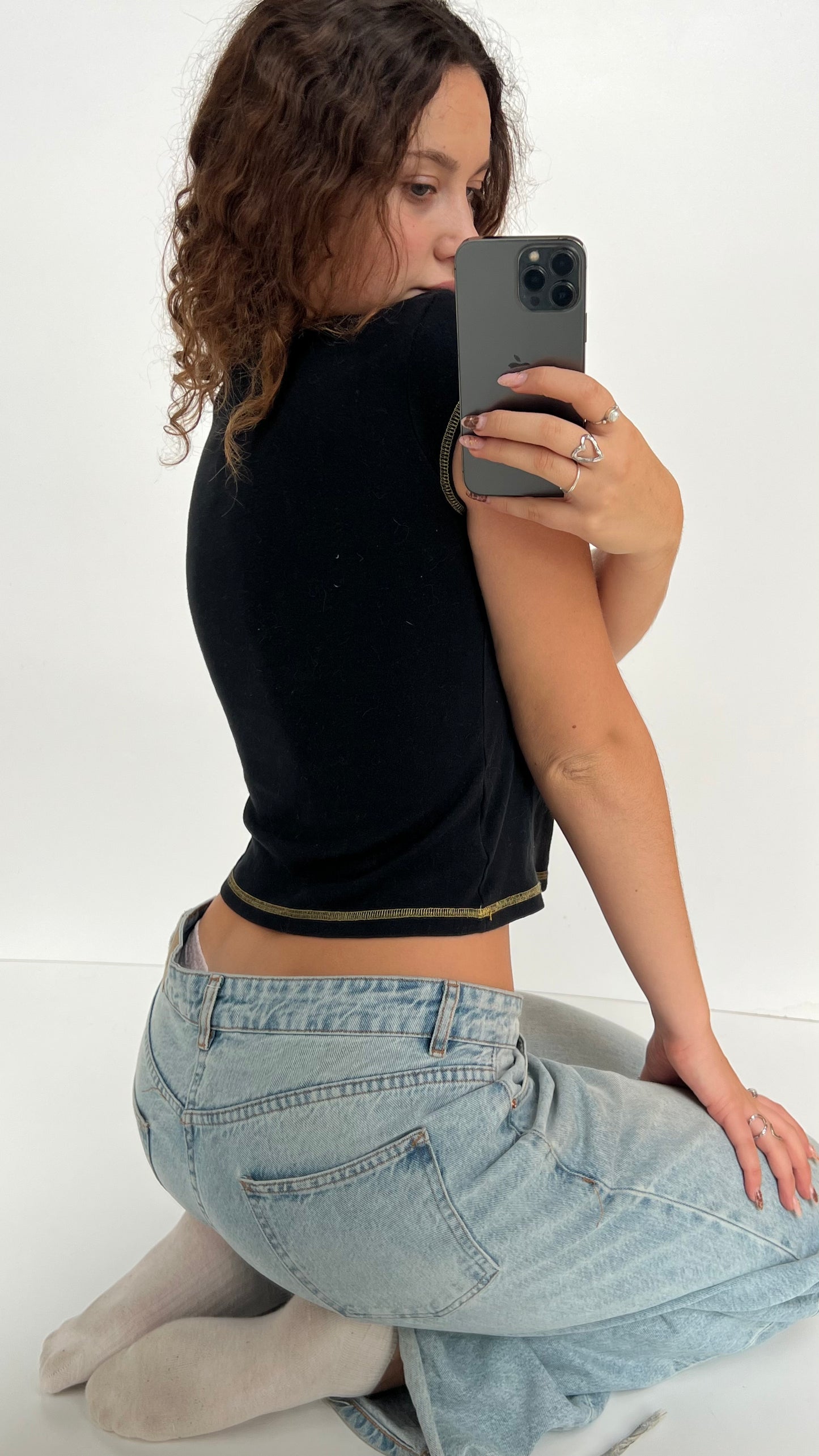 00s black devil baby tee- size M