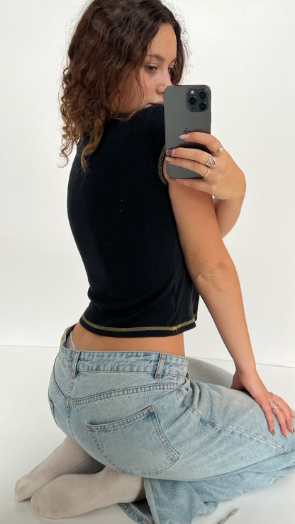 00s black devil baby tee- size M