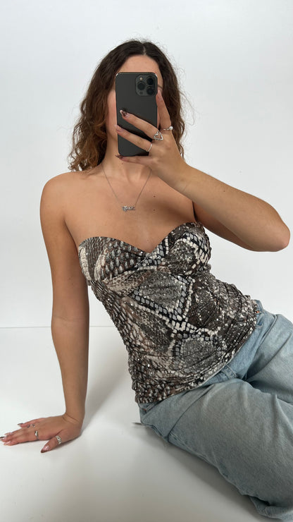 00s silver snakeskin cami- size M