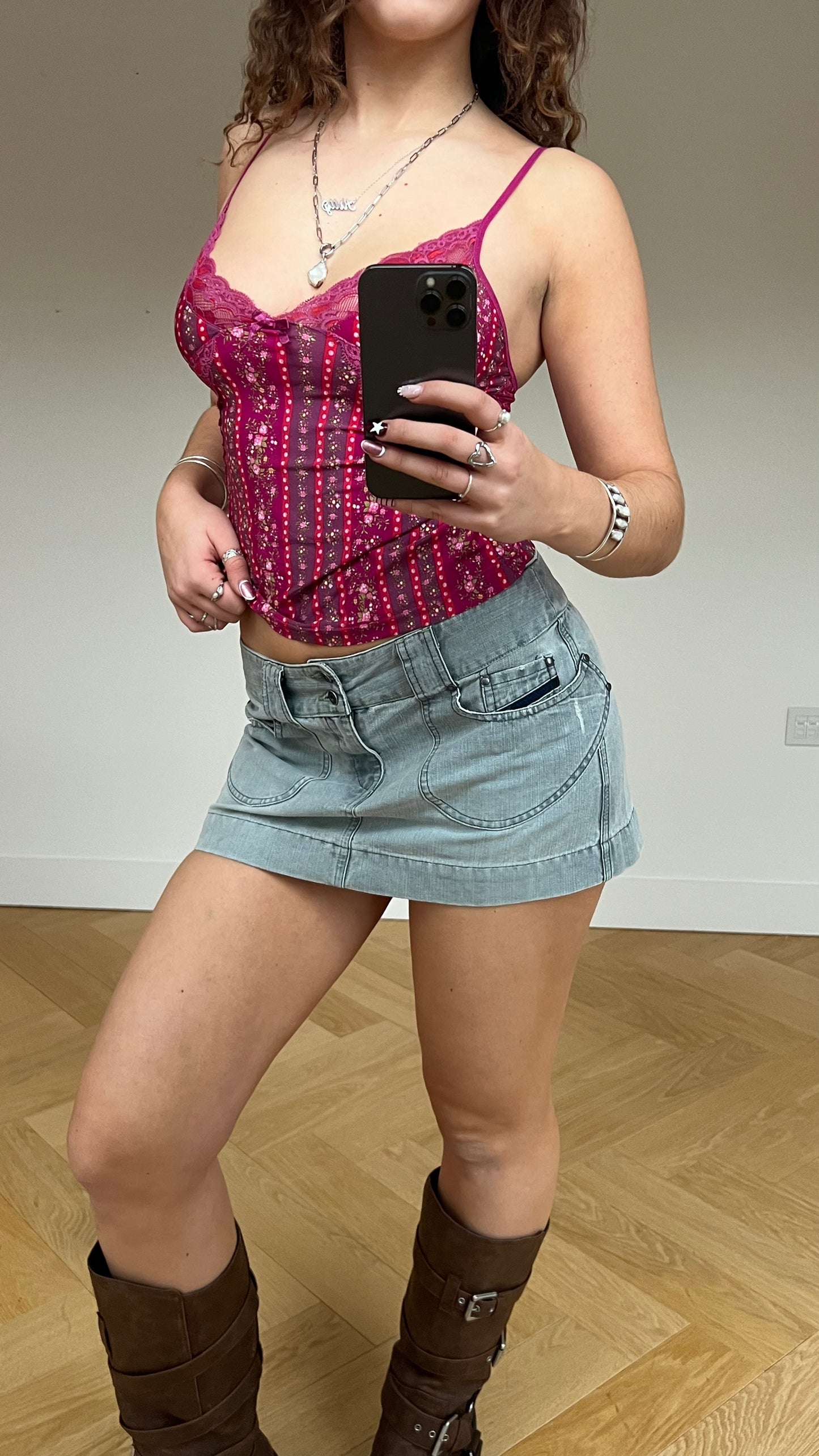 00s grey diesel denim skirt- size M