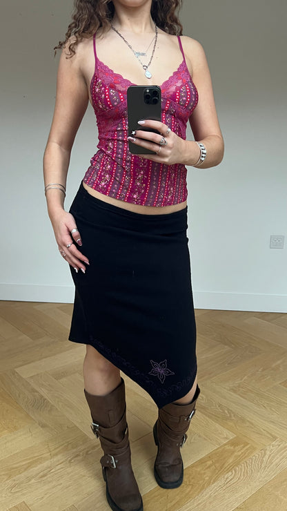 00s black knit midi skirt- size M