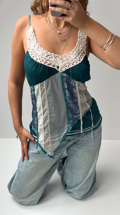 00s fairy blue patchwork cami- size M