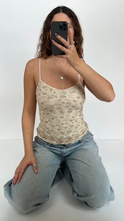 00s cream lace cami- size M