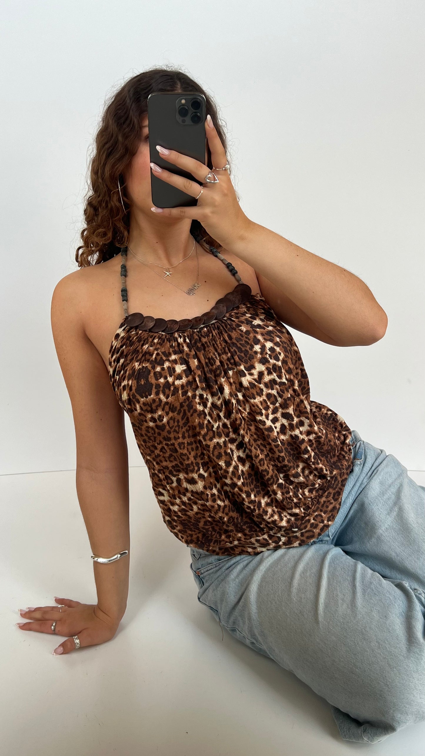 00s leopard print halter cami- size S