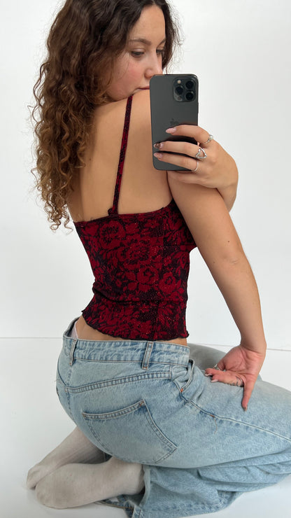 00s red glitter cami- size S