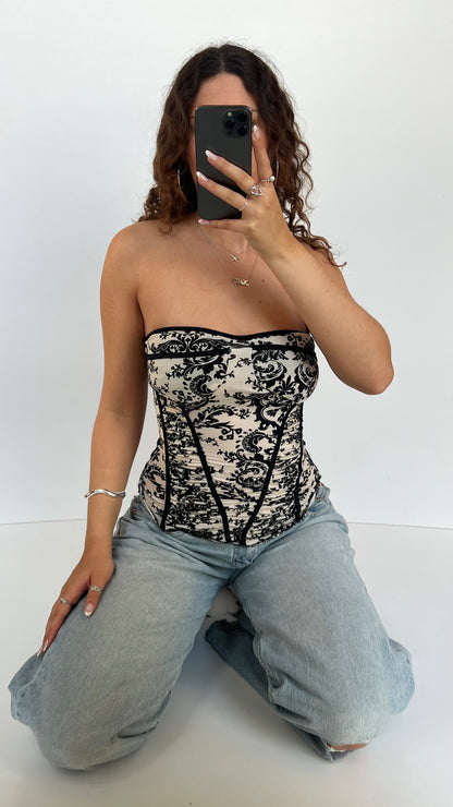 00s black white paisley cami- size S