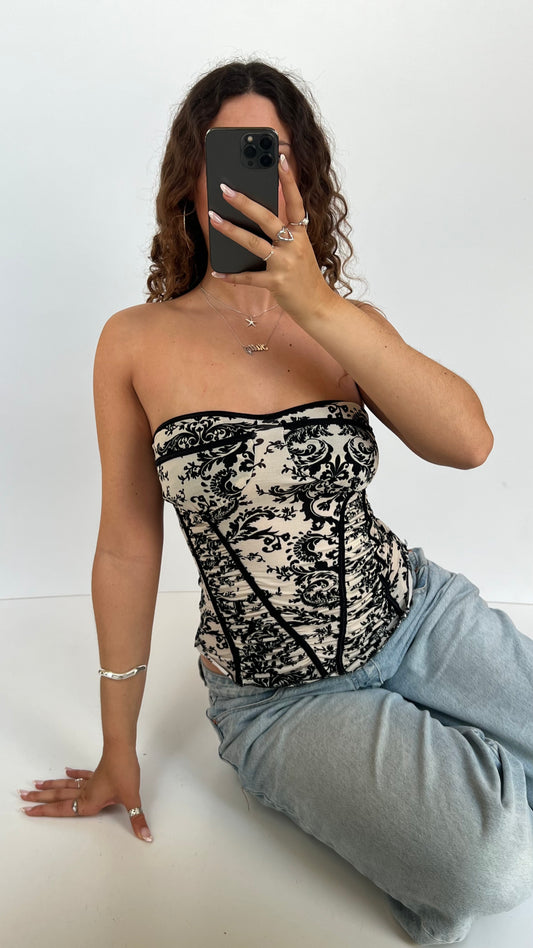 00s black white paisley cami- size S