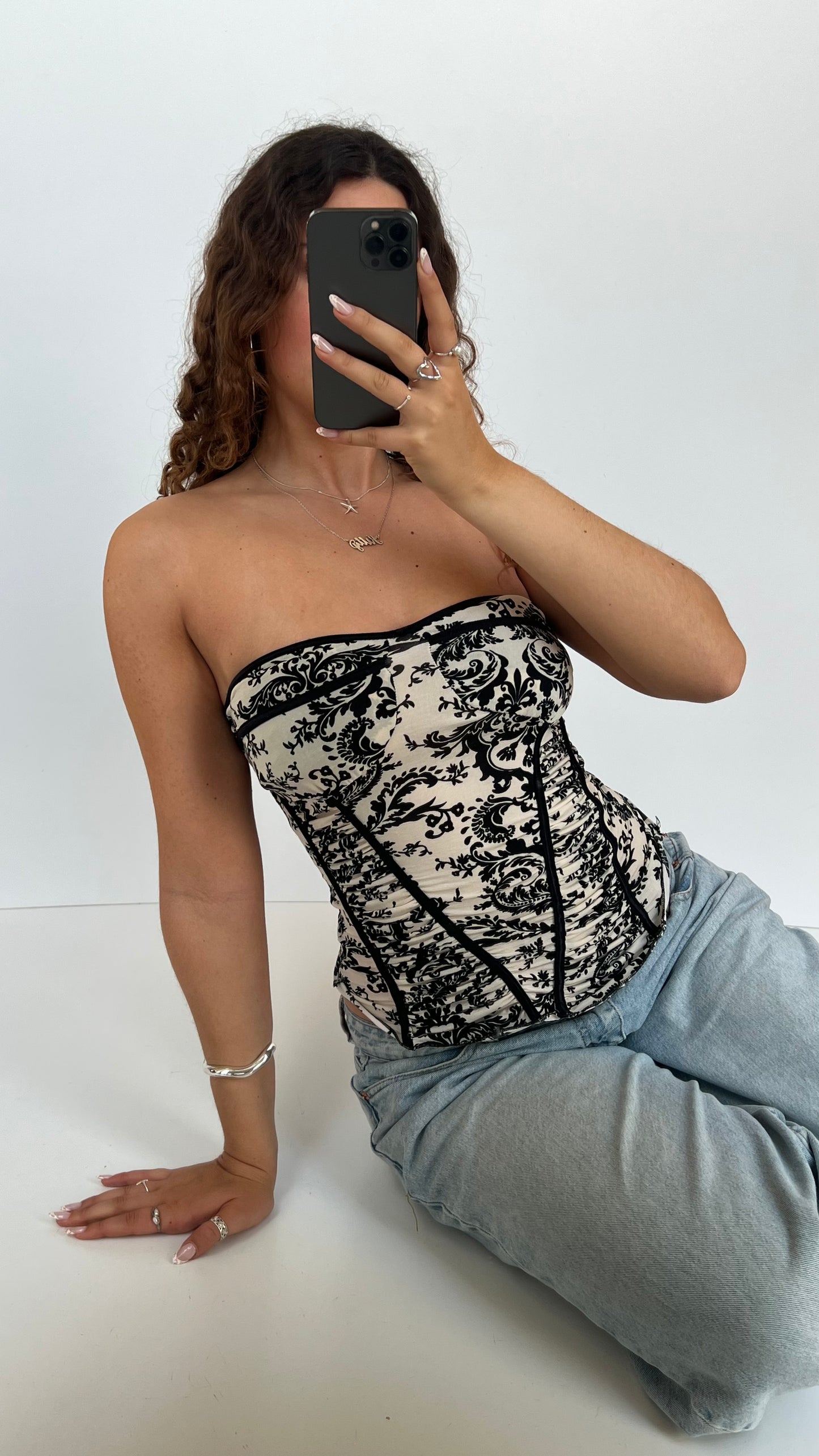 00s black white paisley cami- size S
