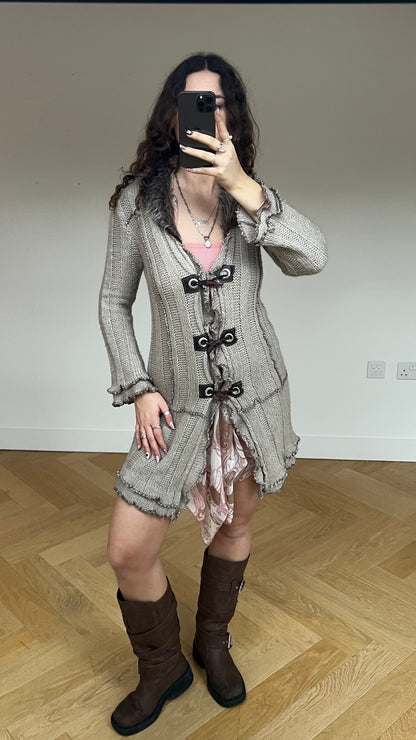 00s grey knit long cardigan- size M