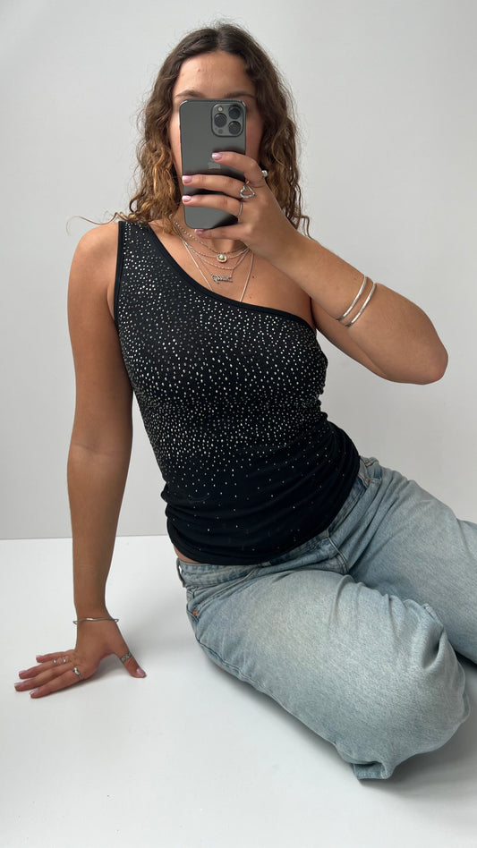 00s black diamanté cami- size S/M