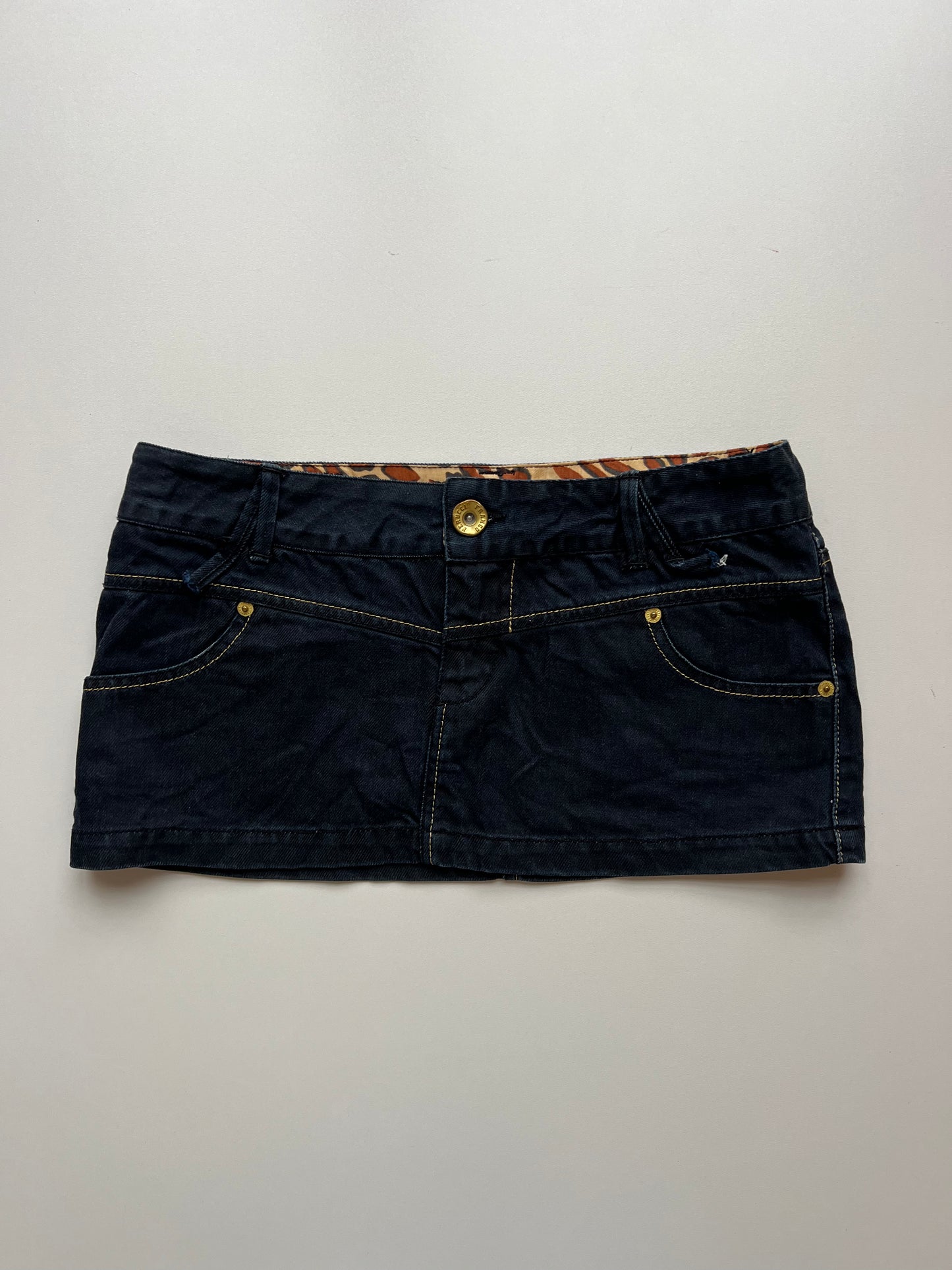00s denim low rise mini skirt- size S