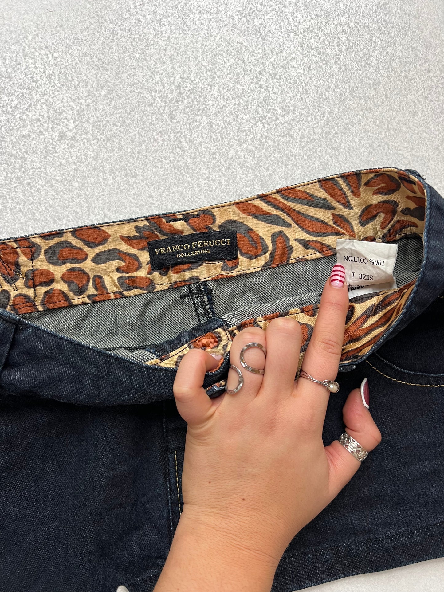 00s denim low rise mini skirt- size S