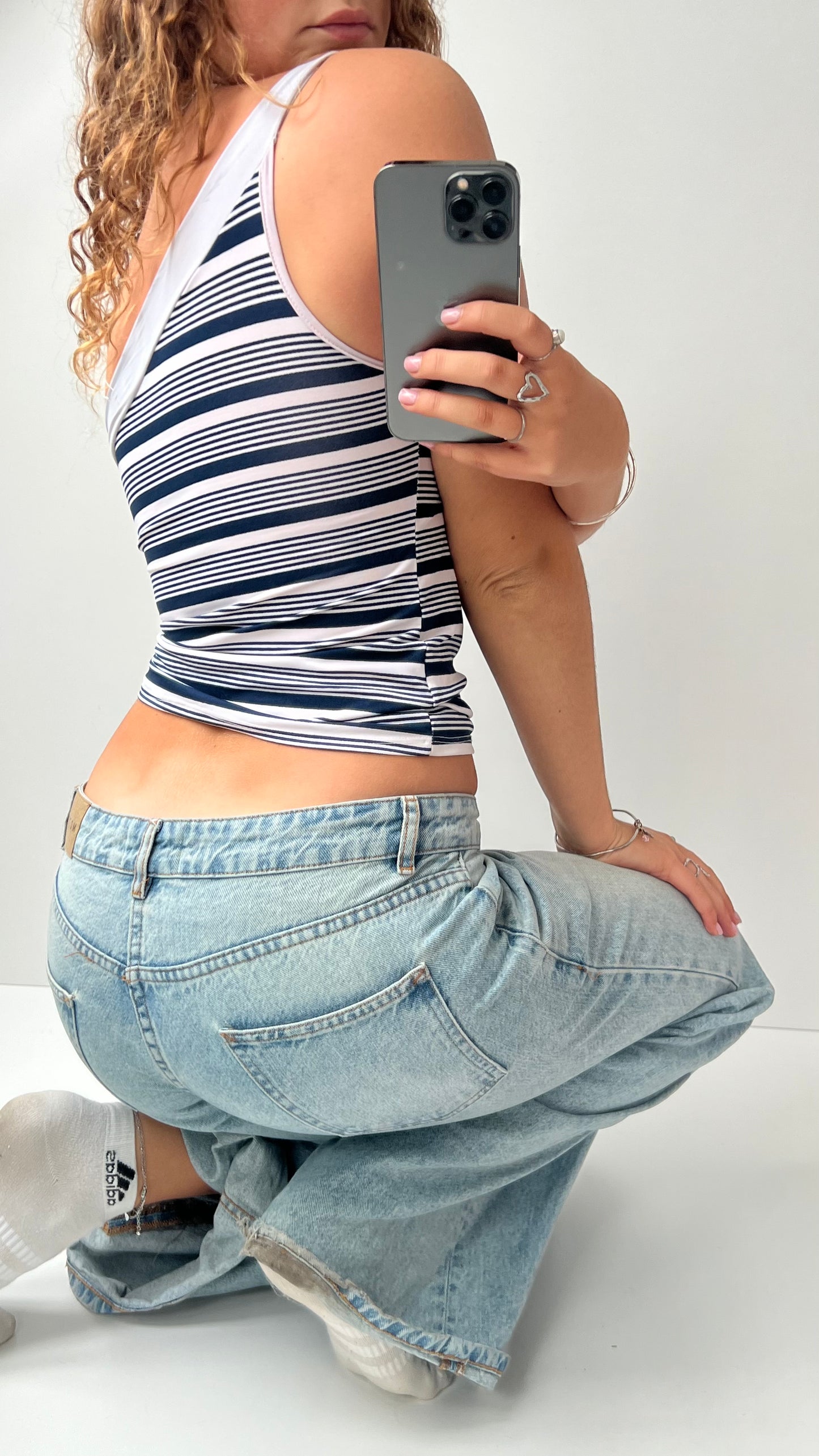 00s blue striped cami- size M