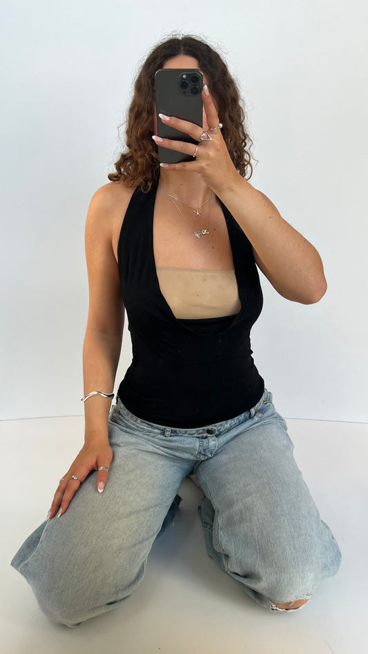 00s black cowl neck cami- size S