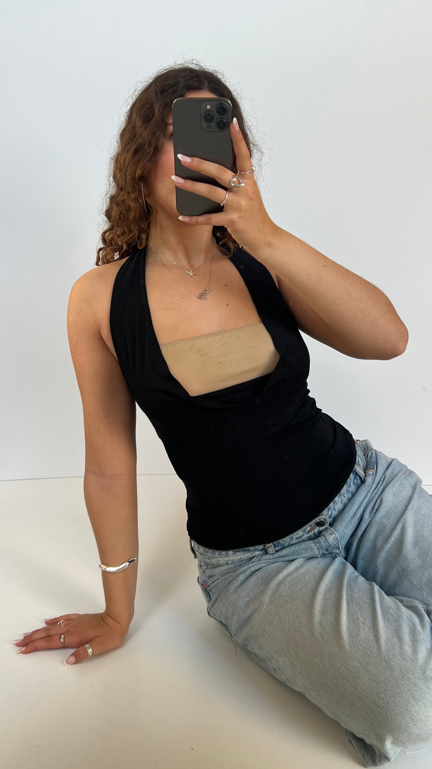 00s black cowl neck cami- size S