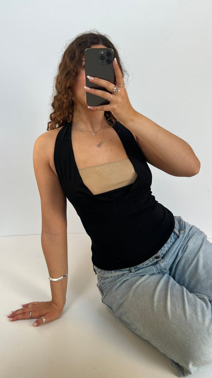 00s black cowl neck cami- size S