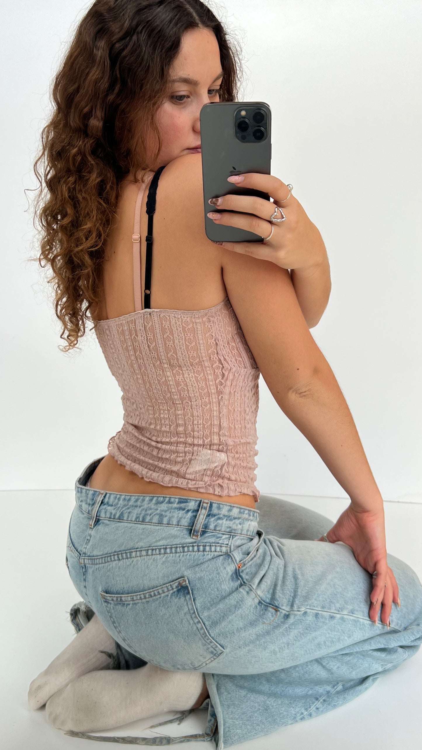 00s pink lace cami- size XS