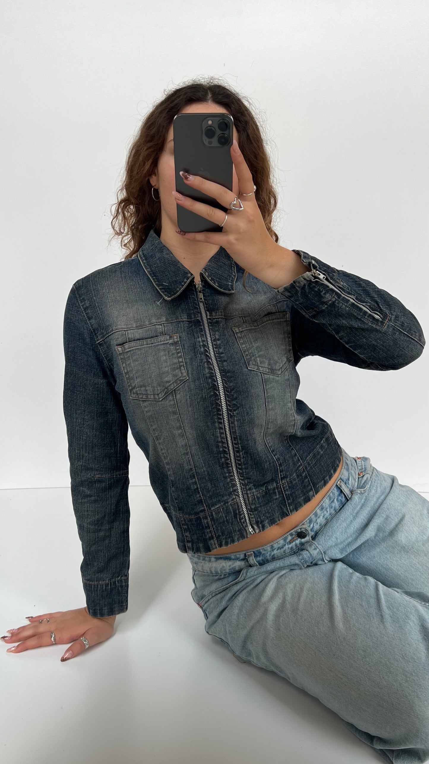 00s collared denim jacket- size S