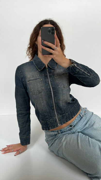 00s collared denim jacket- size S