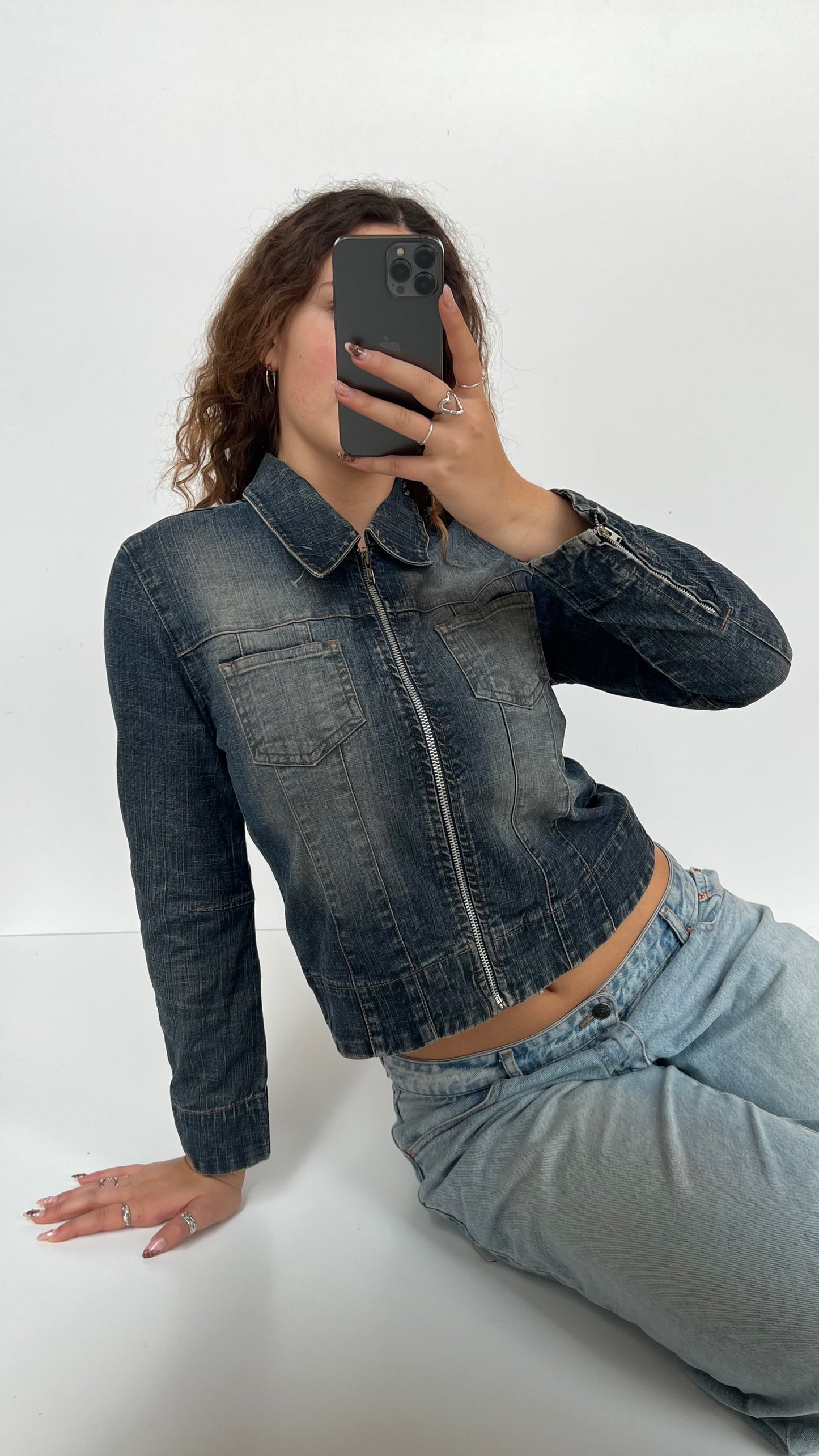00s collared denim jacket- size S