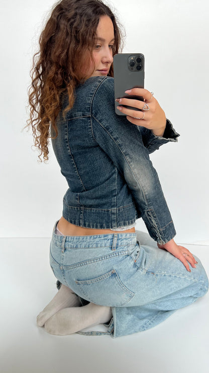 00s collared denim jacket- size S