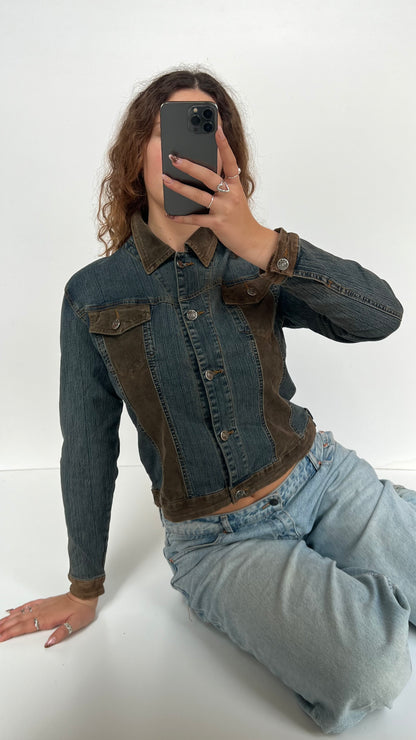 00s denim brown cord jacket- size M