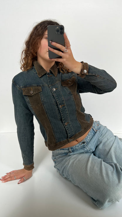 00s denim brown cord jacket- size M