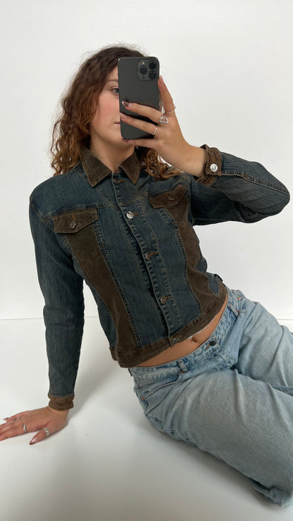 00s denim brown cord jacket- size M