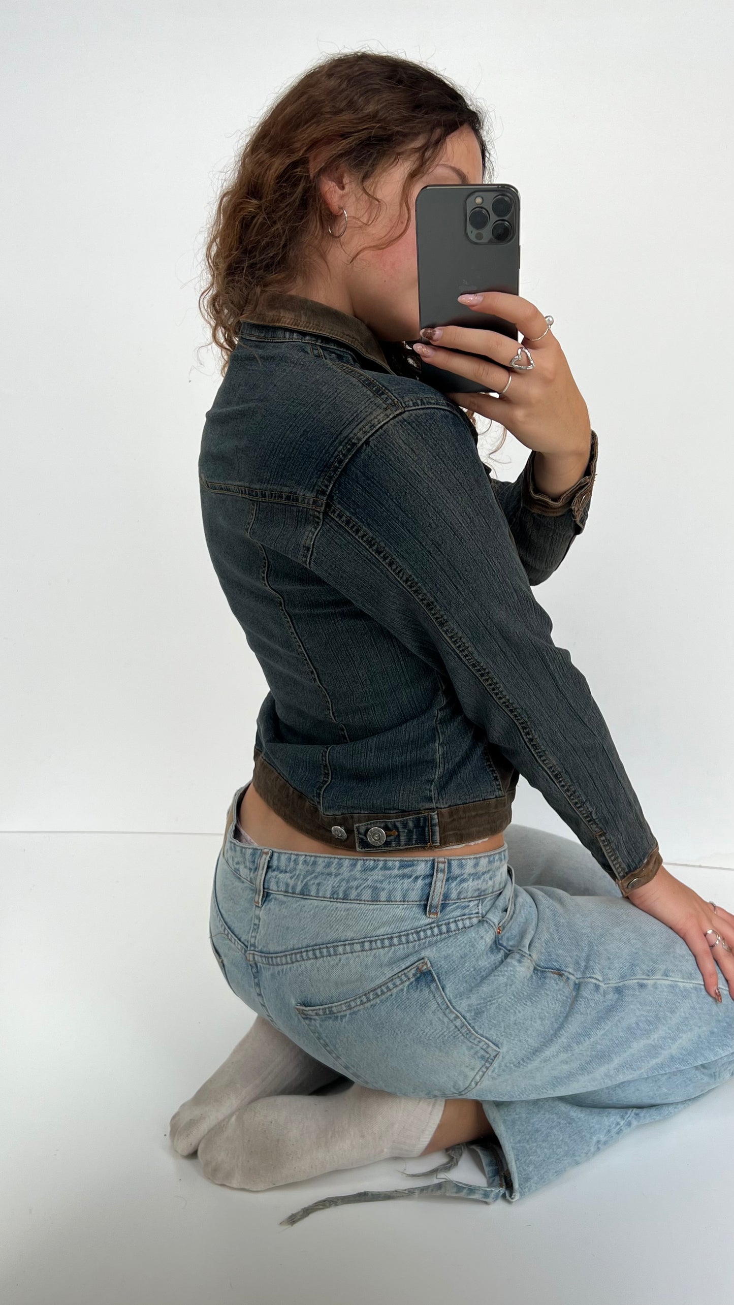 00s denim brown cord jacket- size M