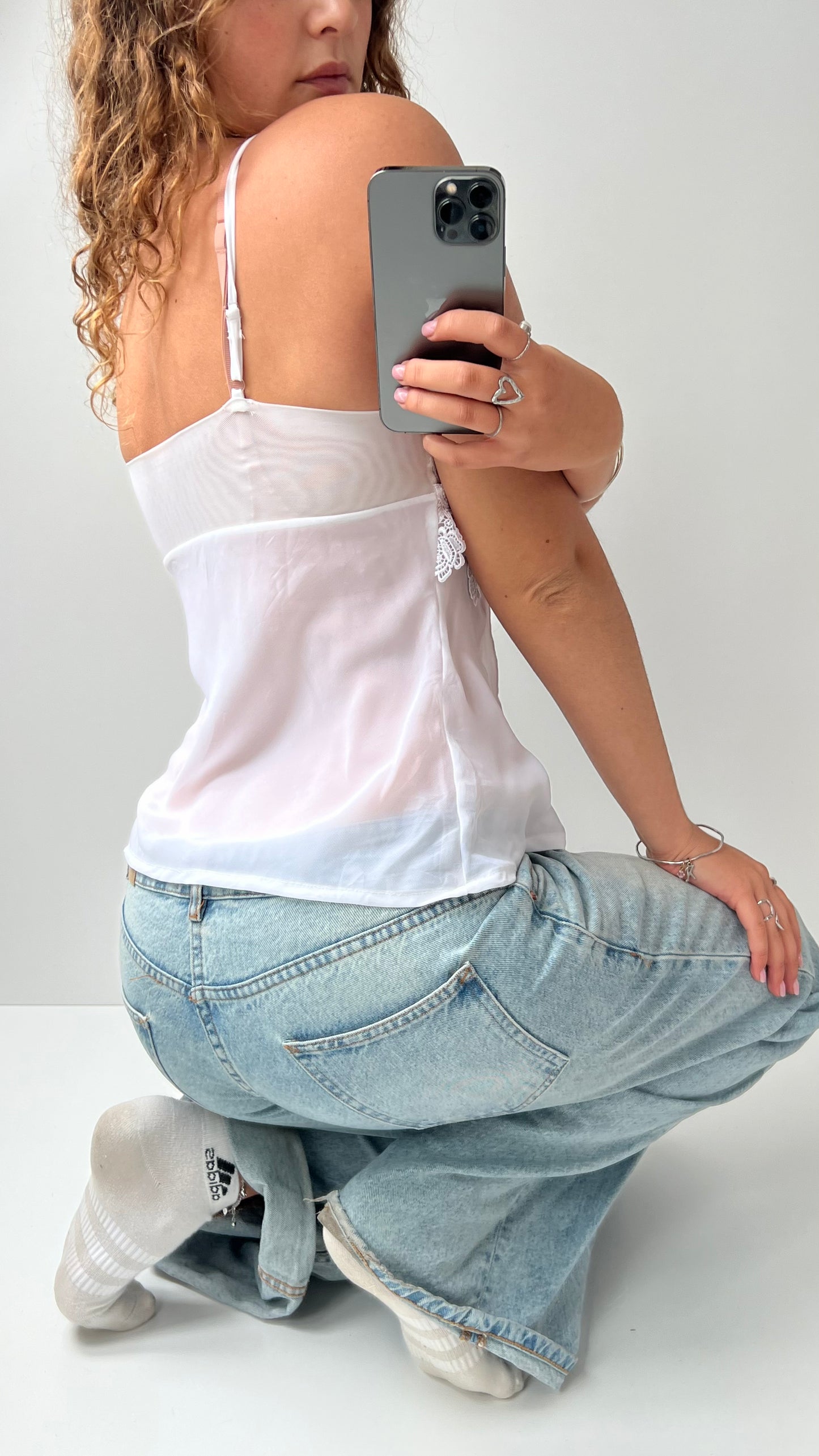 00s white lace cami- size S