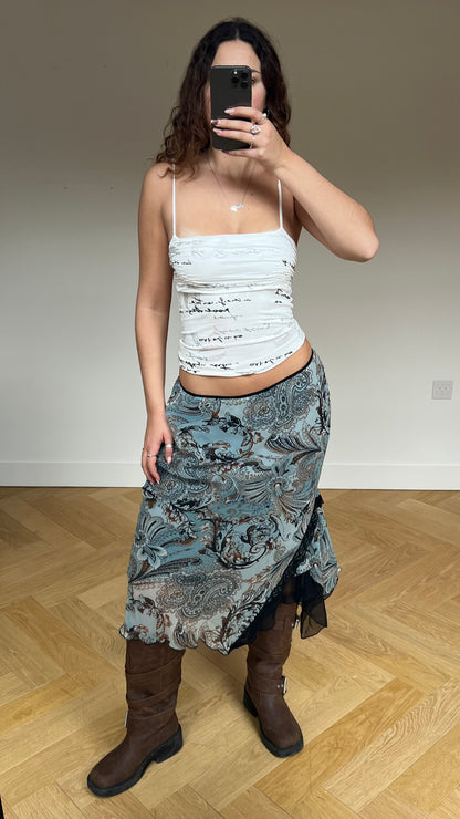 00s blue mesh maxi skirt- size M