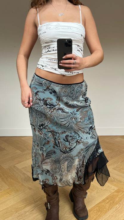 00s blue mesh maxi skirt- size M