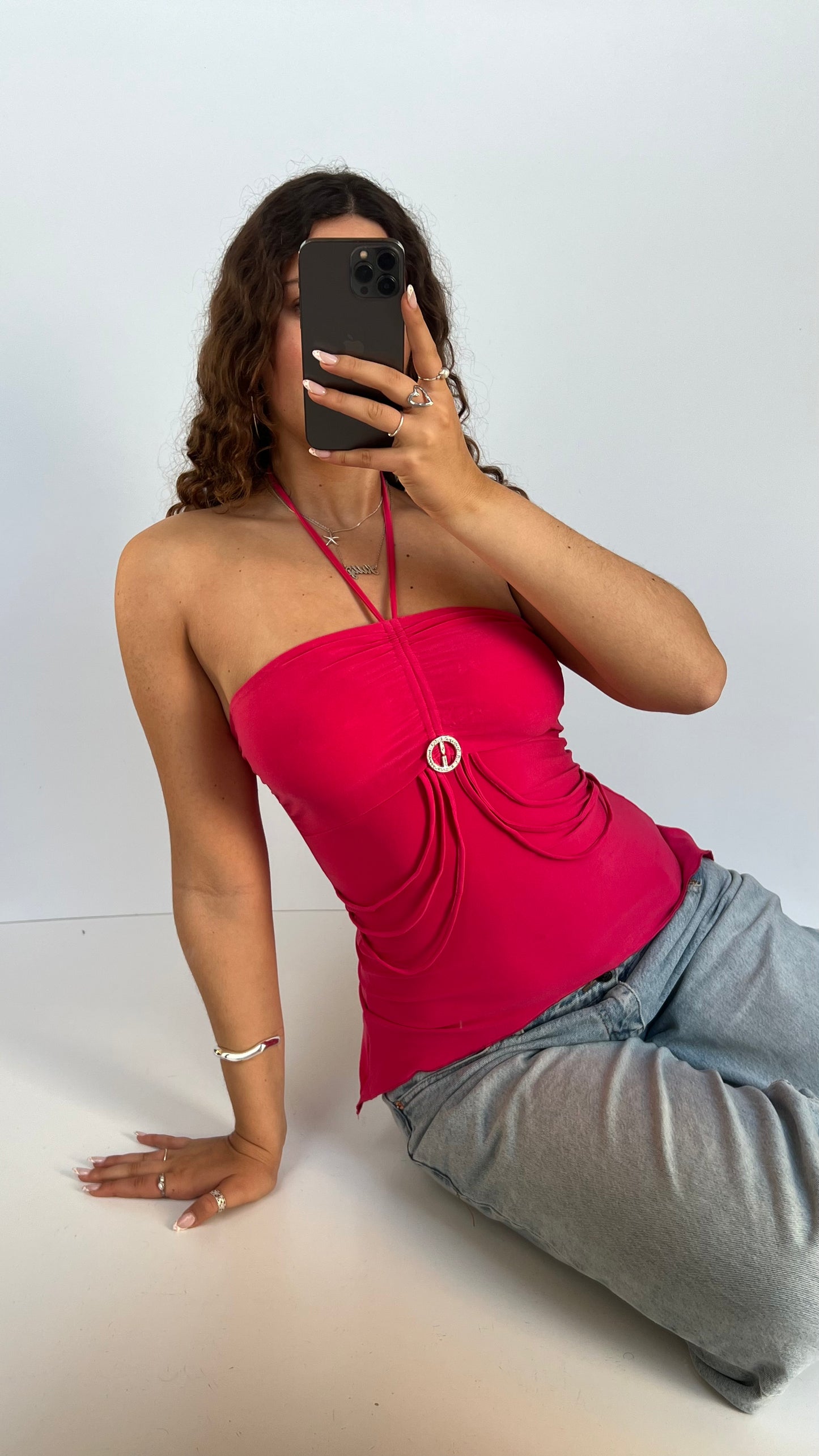 00s pink asymmetric cami- size S