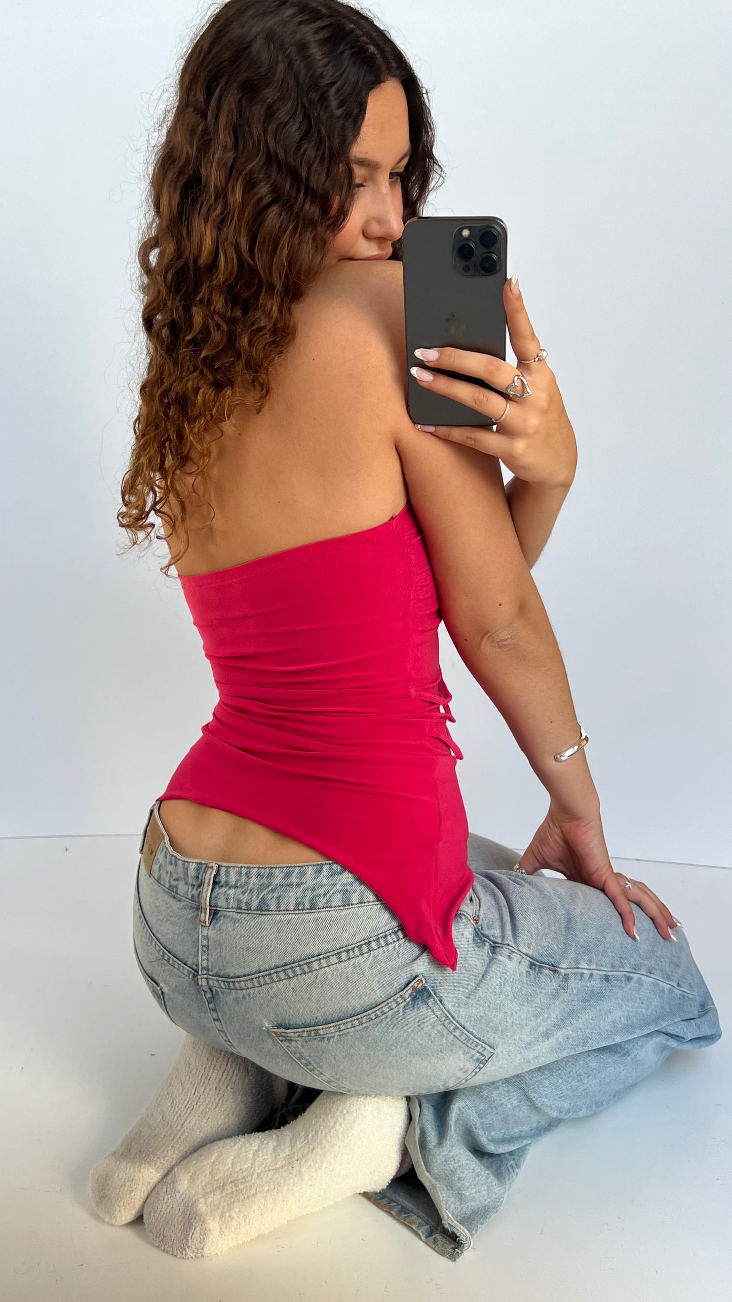 00s pink asymmetric cami- size S