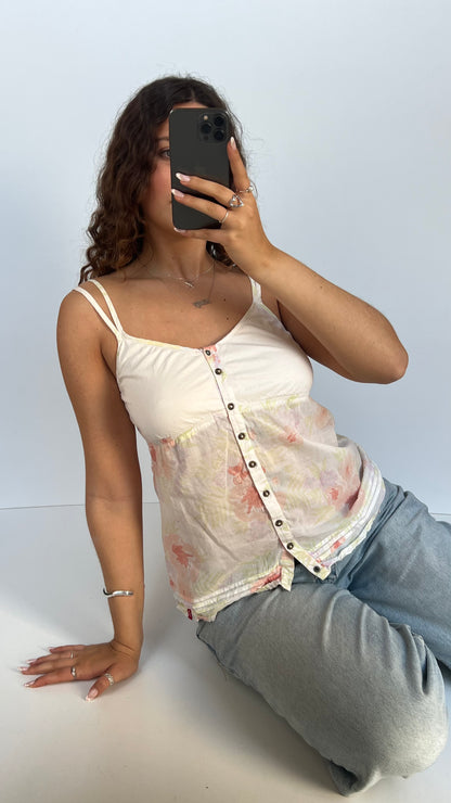 00s white pink floral cami- size M