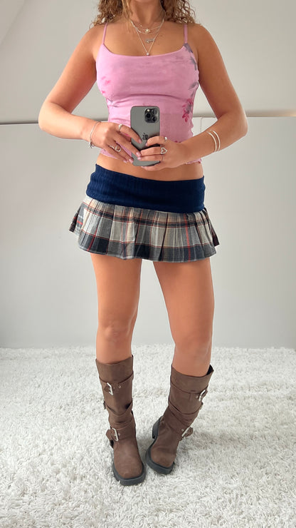 00s navy plaid micro skirt- size S