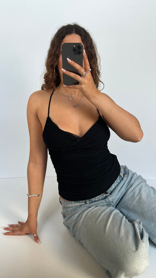 00s black mesh sequin cami- size S